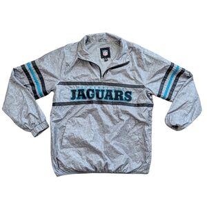 NFL Jacksonville Jaguars Gray Blue 1/4 Zip Pullover Windbreaker Jacket Medium